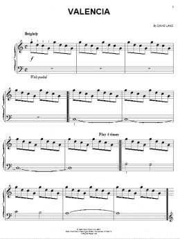 page one of Valencia (Easy Piano)