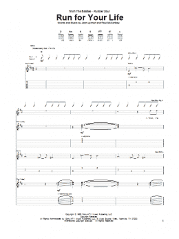 page one of Run For Your Life (Guitar Tab)