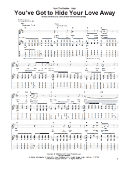 page one of You've Got To Hide Your Love Away (Guitar Tab)
