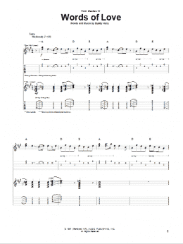 page one of Words Of Love (Guitar Tab)