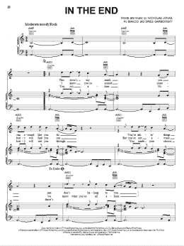 page one of In The End (Piano, Vocal & Guitar Chords (Right-Hand Melody))