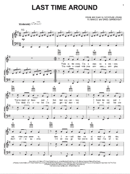 page one of Last Time Around (Piano, Vocal & Guitar Chords (Right-Hand Melody))