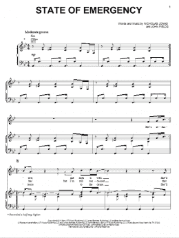 page one of State Of Emergency (Piano, Vocal & Guitar Chords (Right-Hand Melody))
