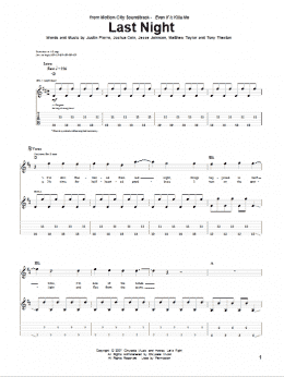 page one of Last Night (Guitar Tab)