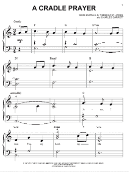 page one of A Cradle Prayer (Big Note Piano)