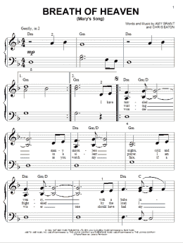 page one of Breath Of Heaven (Mary's Song) (Big Note Piano)