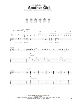 page one of Another Girl (Guitar Tab)