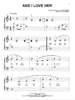 page one of And I Love Her (Beginning Piano Solo)