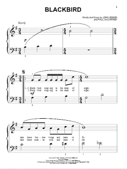 page one of Blackbird (Beginning Piano Solo)