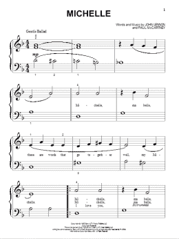page one of Michelle (Big Note Piano)