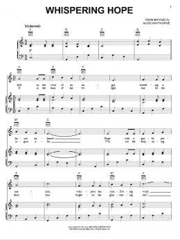 page one of Whispering Hope (Piano, Vocal & Guitar Chords (Right-Hand Melody))