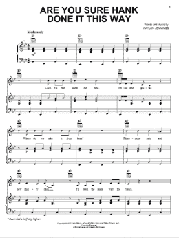 page one of Are You Sure Hank Done It This Way (Piano, Vocal & Guitar Chords (Right-Hand Melody))