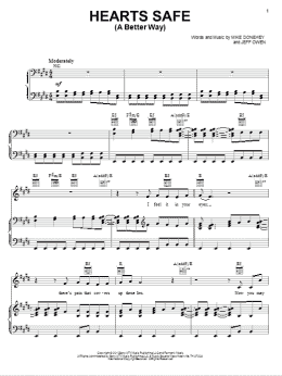 page one of Hearts Safe (A Better Way) (Piano, Vocal & Guitar Chords (Right-Hand Melody))