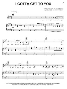 page one of I Gotta Get To You (Piano, Vocal & Guitar Chords (Right-Hand Melody))