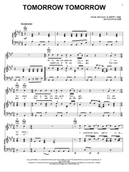 page one of Tomorrow Tomorrow (Piano, Vocal & Guitar Chords (Right-Hand Melody))