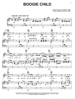 page one of Boogie Child (Piano, Vocal & Guitar Chords (Right-Hand Melody))