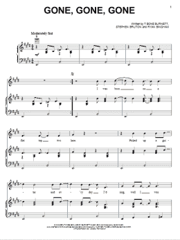 page one of Gone, Gone, Gone (Piano, Vocal & Guitar Chords (Right-Hand Melody))