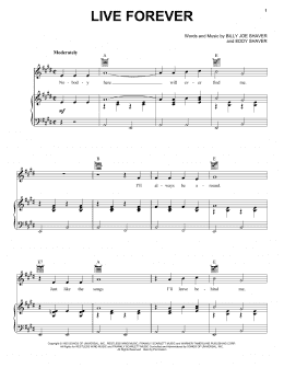 page one of Live Forever (Piano, Vocal & Guitar Chords (Right-Hand Melody))
