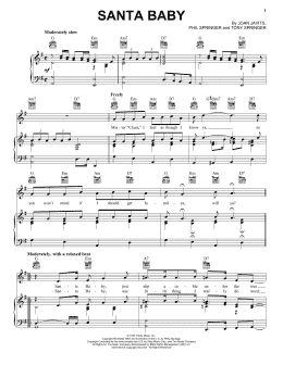 page one of Santa Baby (Piano, Vocal & Guitar Chords (Right-Hand Melody))