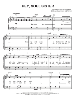 page one of Hey, Soul Sister (Easy Piano)
