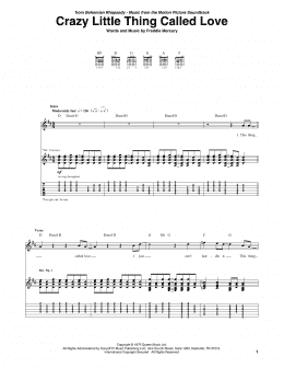 page one of Crazy Little Thing Called Love (Guitar Tab)
