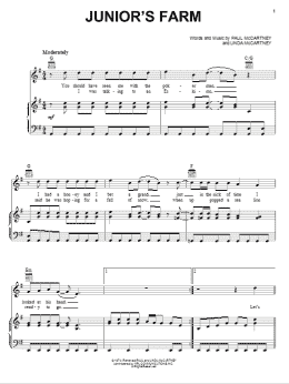 page one of Junior's Farm (Piano, Vocal & Guitar Chords (Right-Hand Melody))