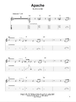 page one of Apache (Guitar Tab (Single Guitar))