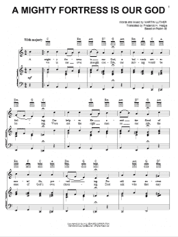 page one of A Mighty Fortress Is Our God (Piano, Vocal & Guitar Chords (Right-Hand Melody))