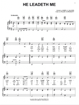 page one of He Leadeth Me (Piano, Vocal & Guitar Chords (Right-Hand Melody))