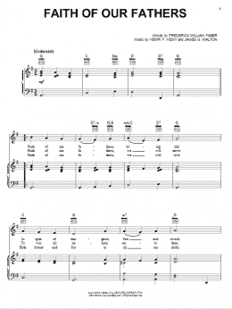 page one of Faith Of Our Fathers (Piano, Vocal & Guitar Chords (Right-Hand Melody))