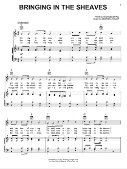 page one of Bringing In The Sheaves (Piano, Vocal & Guitar Chords (Right-Hand Melody))