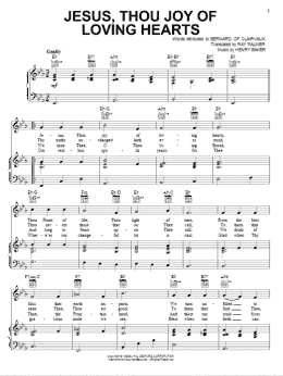 page one of Jesus, Thou Joy Of Loving Hearts (Piano, Vocal & Guitar Chords (Right-Hand Melody))