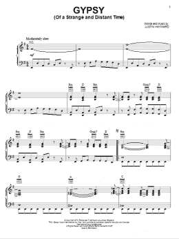 page one of Gypsy (Of A Strange And Distant Time) (Piano, Vocal & Guitar Chords (Right-Hand Melody))