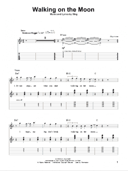 page one of Walking On The Moon (Guitar Tab (Single Guitar))
