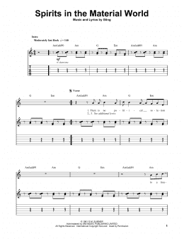 page one of Spirits In The Material World (Guitar Tab (Single Guitar))