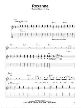 page one of Roxanne (Guitar Tab (Single Guitar))
