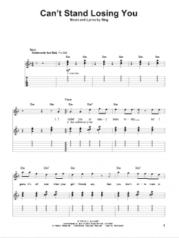 page one of Can't Stand Losing You (Guitar Tab (Single Guitar))