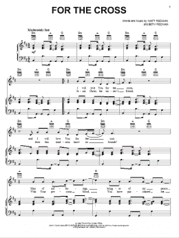 page one of For The Cross (Piano, Vocal & Guitar Chords (Right-Hand Melody))