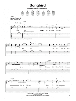 page one of Songbird (Easy Guitar Tab)