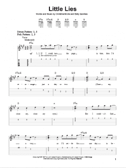 page one of Little Lies (Easy Guitar Tab)