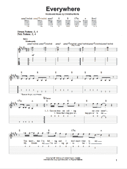 page one of Everywhere (Easy Guitar Tab)