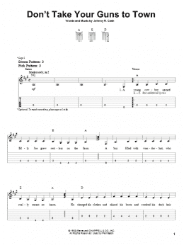 page one of Don't Take Your Guns To Town (Easy Guitar Tab)