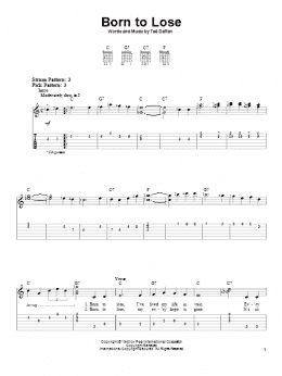 page one of Born To Lose (Easy Guitar Tab)