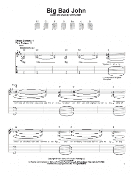 page one of Big Bad John (Easy Guitar Tab)