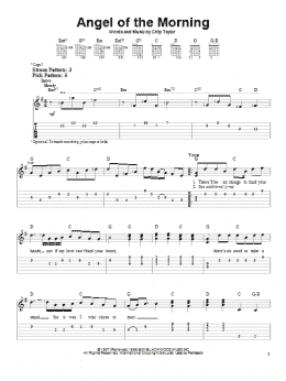 page one of Angel Of The Morning (Easy Guitar Tab)
