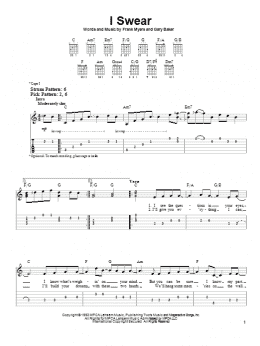 page one of I Swear (Easy Guitar Tab)