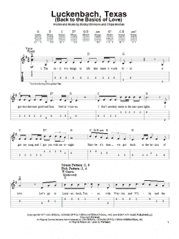 page one of Luckenbach, Texas (Back To The Basics Of Love) (Easy Guitar Tab)
