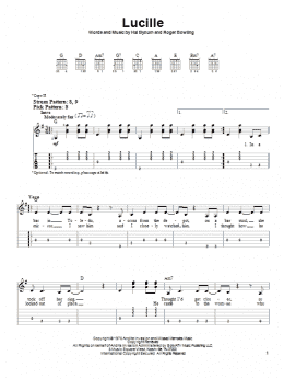 page one of Lucille (Easy Guitar Tab)