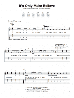 page one of It's Only Make Believe (Easy Guitar Tab)