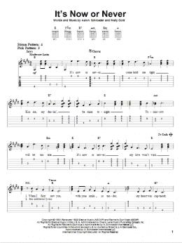 page one of It's Now Or Never (Easy Guitar Tab)